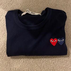 COMME DE GARÇON navy tshirt!!!! With two heart logos!!!!